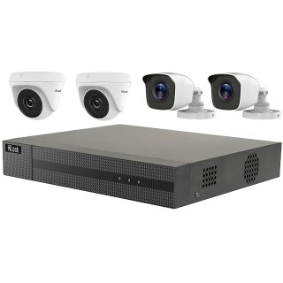 HI-TK-4144MH-MH/ 4MP Kit: 4ch.-DVR +2x Dome +2x Bullet., AHD, CVI, CVBS, inkl.1TB Sata HDD + Kabel + Netzteil. 4xBNC, HDMI/VGA, Audio, H.265