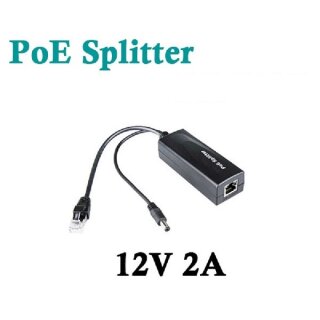 POE Splitter...10-100m POE Splitter, 48-56V input, 12V/2A output max. 10/100Mbps for IP camera,